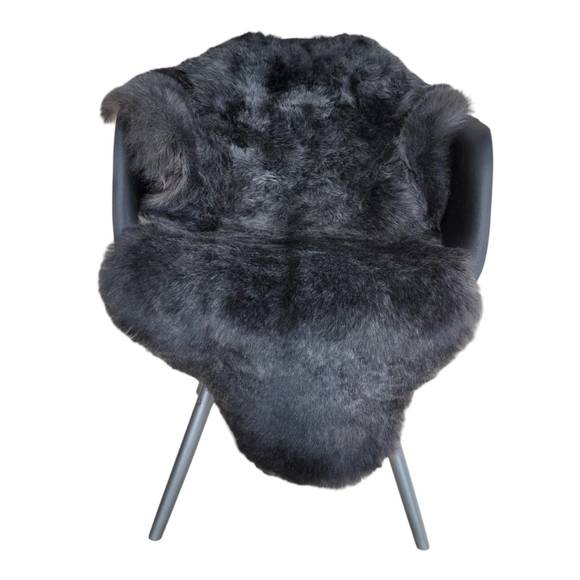 Icelandic Sheepskin Throw Pelt Rug 44" x 31" Grey Lambskin - Picture 1 of 8